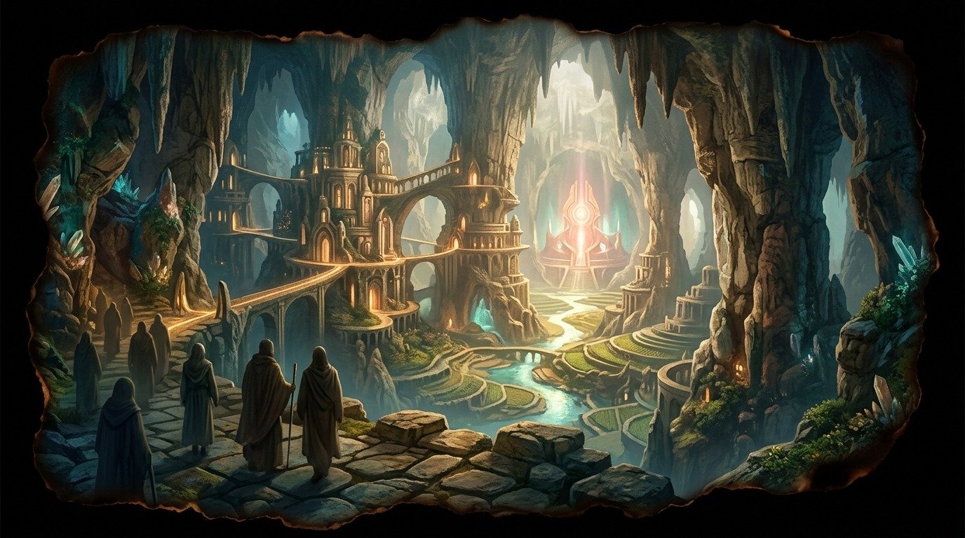 Ilustración de Agartha (lugares malditos o sagrados · ciudades y tierras perdidas)