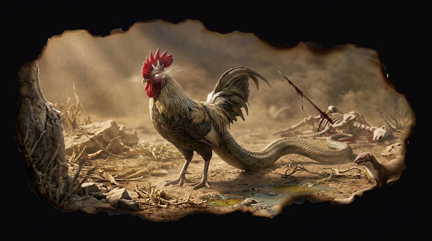 Ilustración de Basilisco (dragones y bestias híbridas)