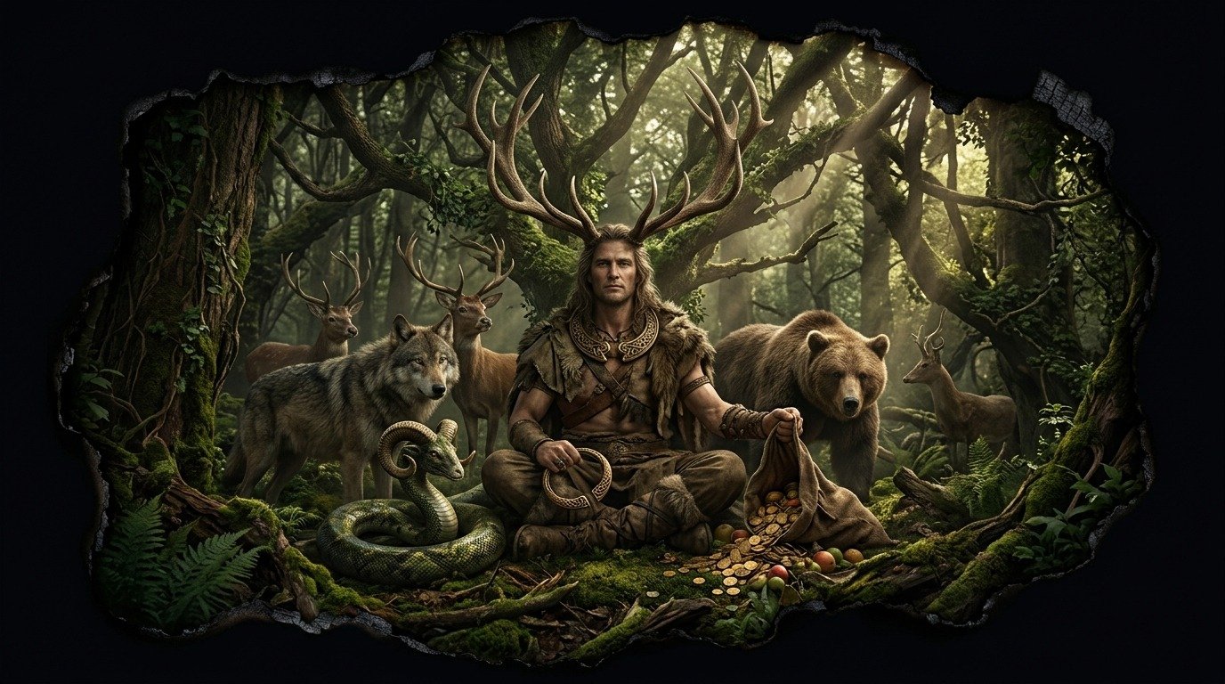 Ilustración de Cernunnos (dioses y deidades · deidades celtas)