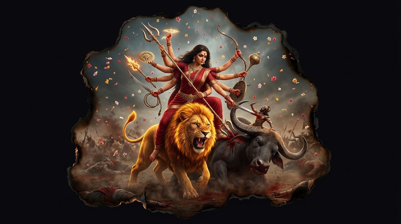 Ilustración de Durga (dioses y deidades · deidades hindúes)