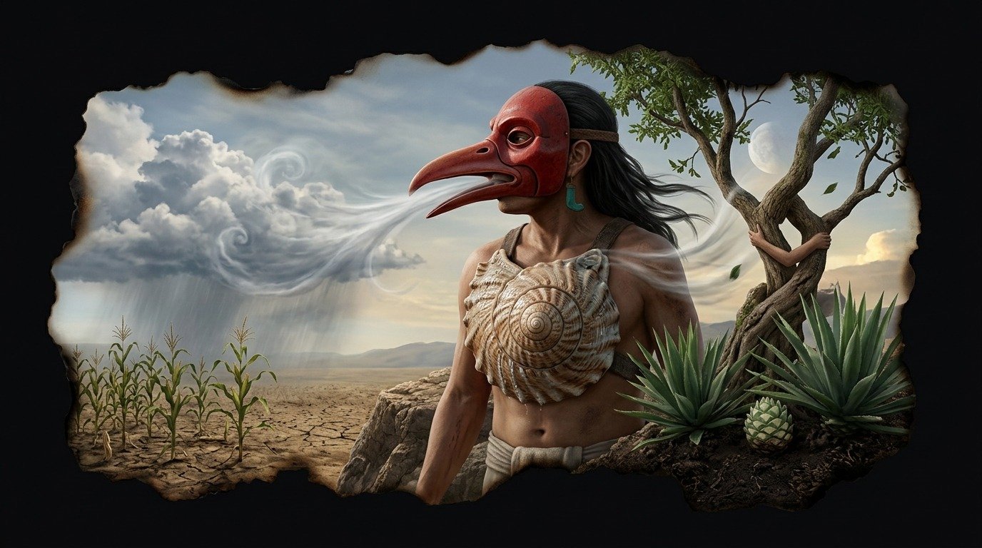 Illustration of Ehécatl (gods and deities · Mesoamerican and Andean deities)