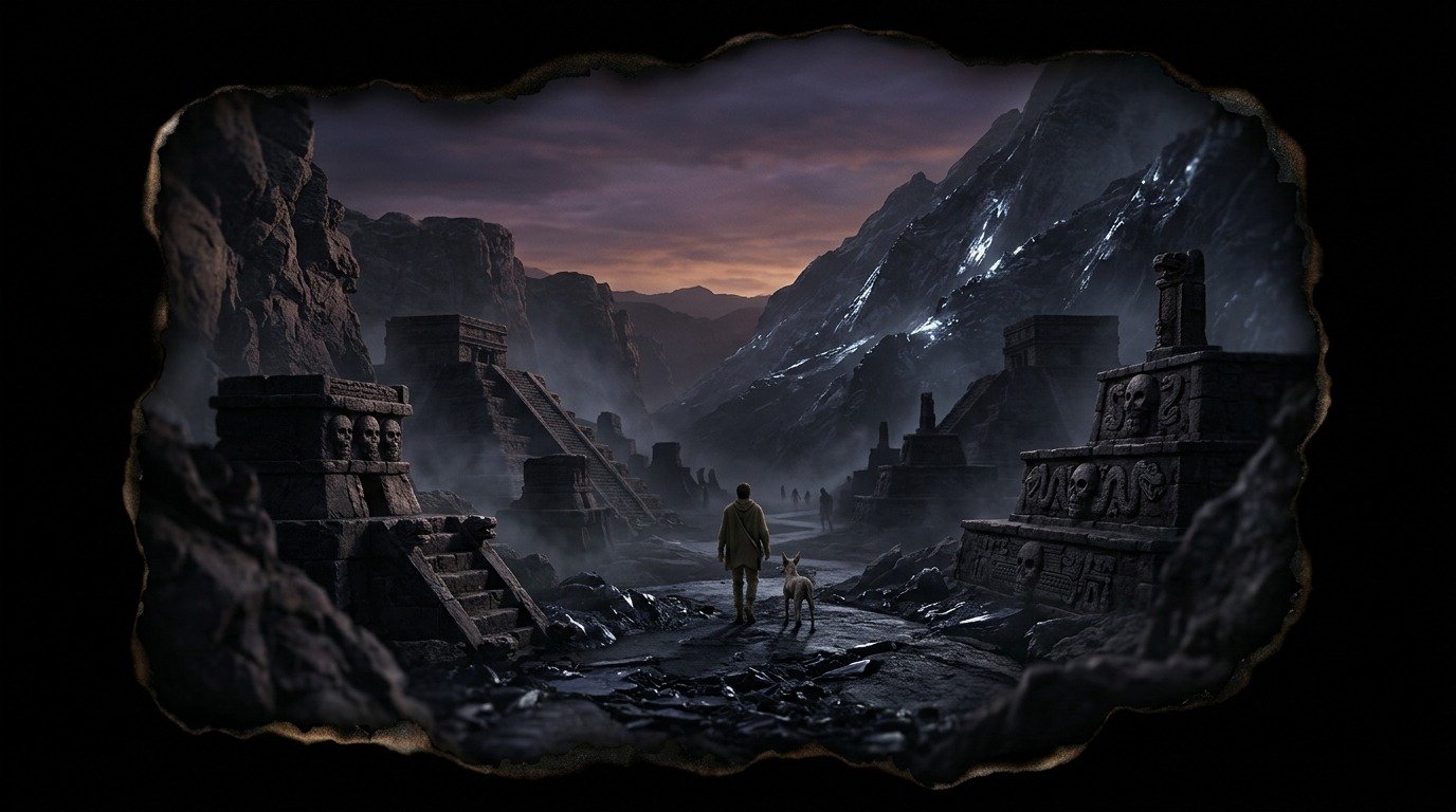 Illustration of Mictlan (cursed or sacred places · sacred places and places of power)