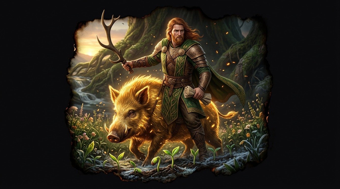 Ilustración de Freyr (dioses y deidades · deidades nórdicas)