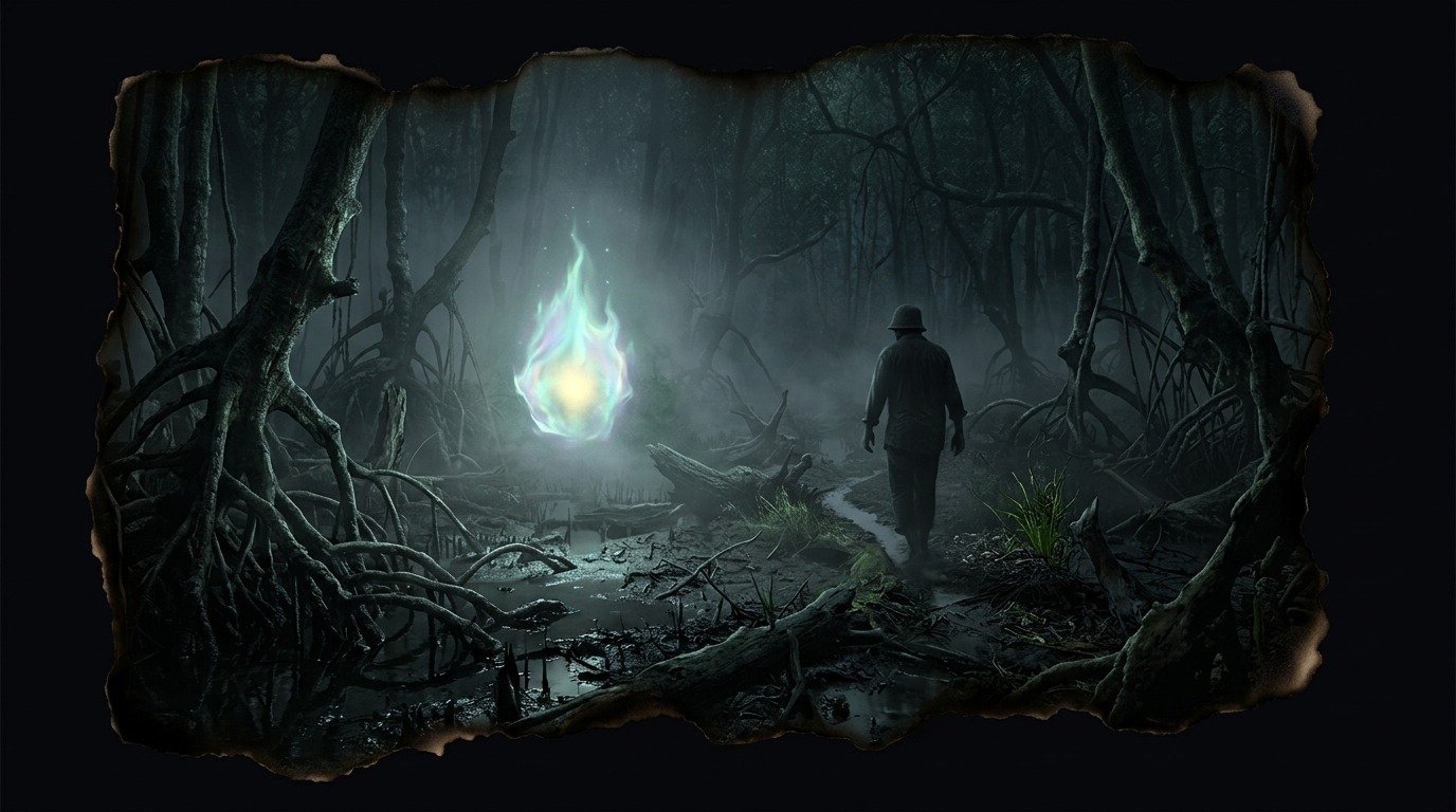 Illustration of Will-o'-the-wisps (paranormal phenomena · unexplained physical phenomena)