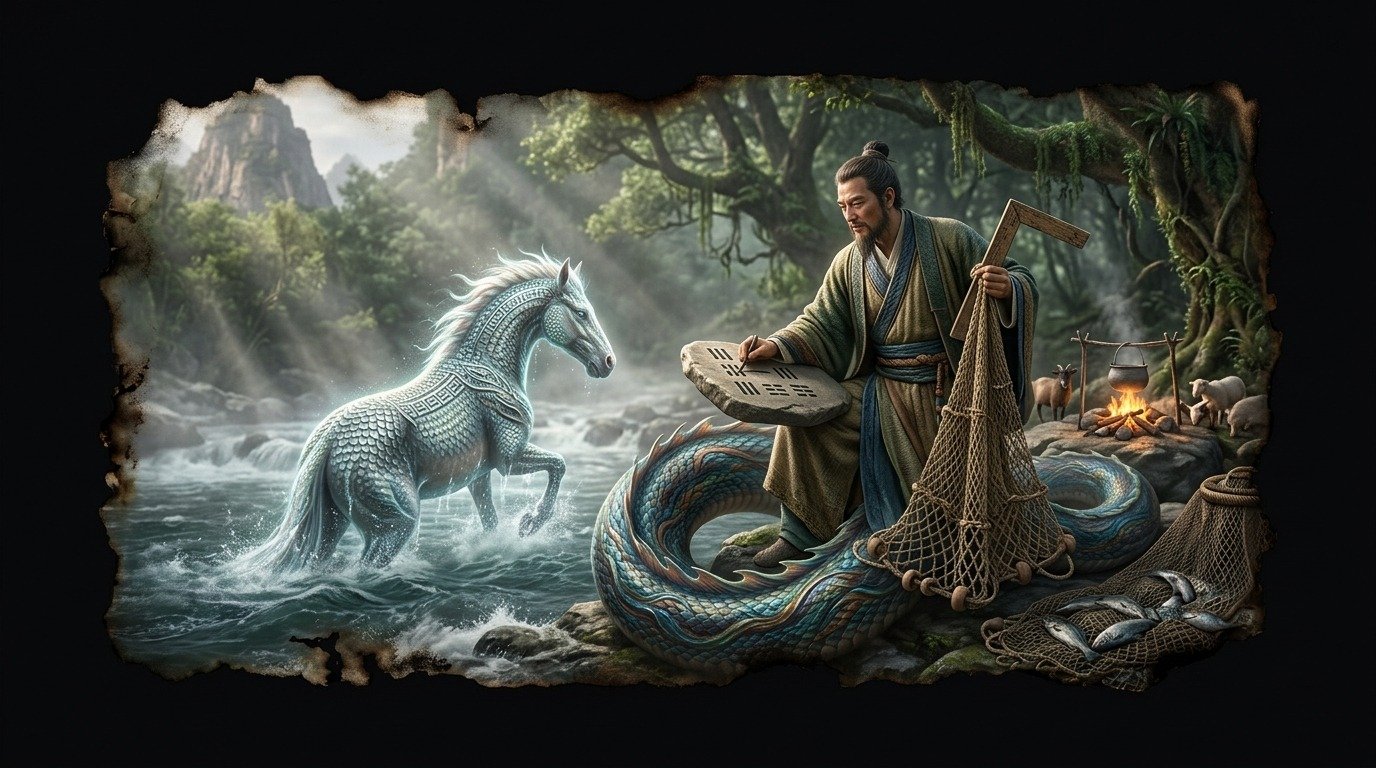Illustration of Fuxi (gods and deities · east asian deities)