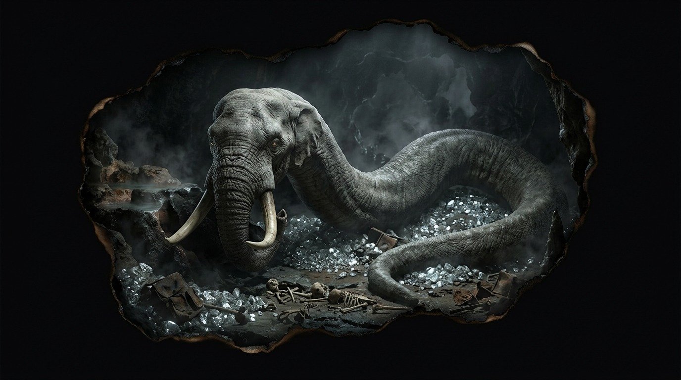 Ilustración de Grootslang (bestiario africano y de medio oriente)