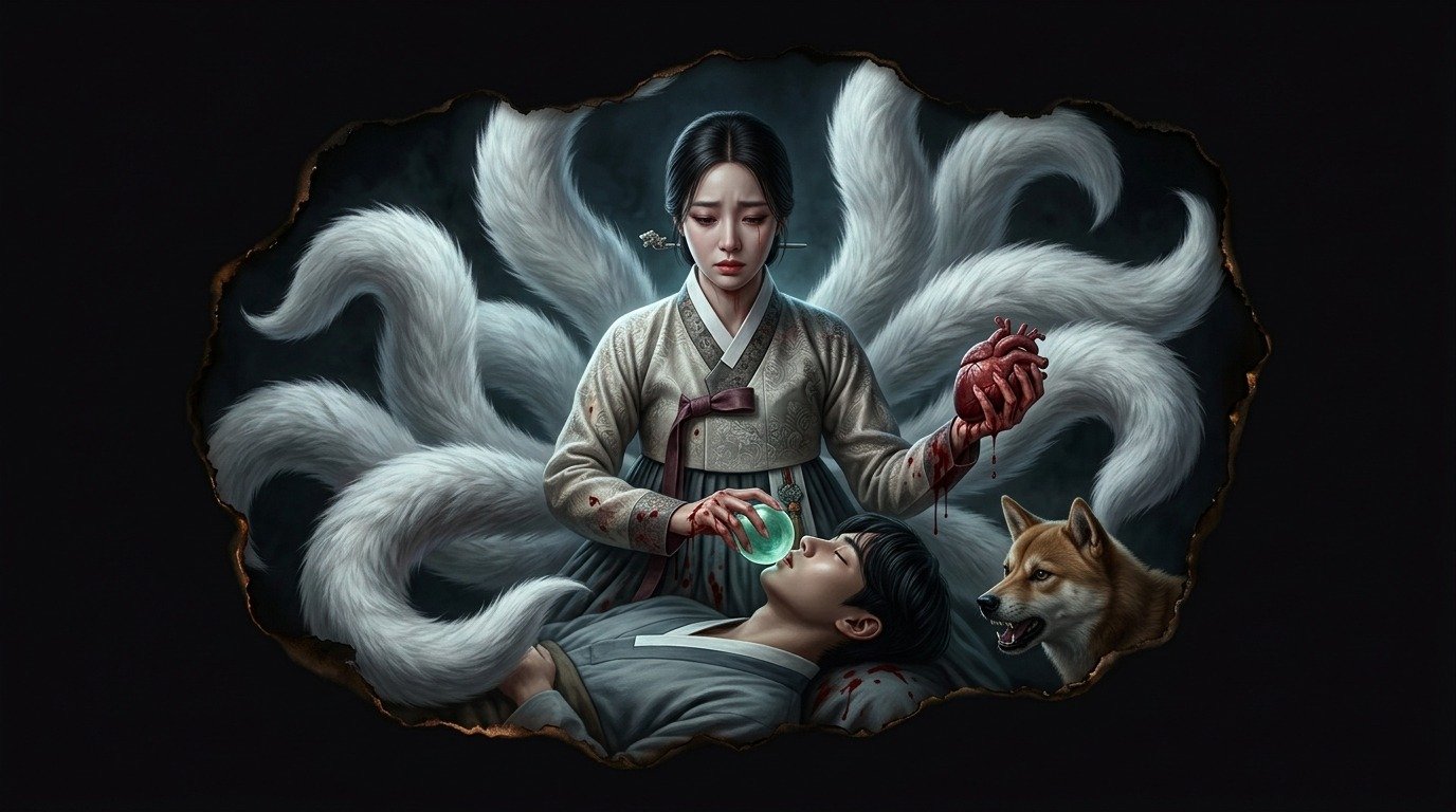 Ilustración de Gumiho (bestiario de asia oriental)