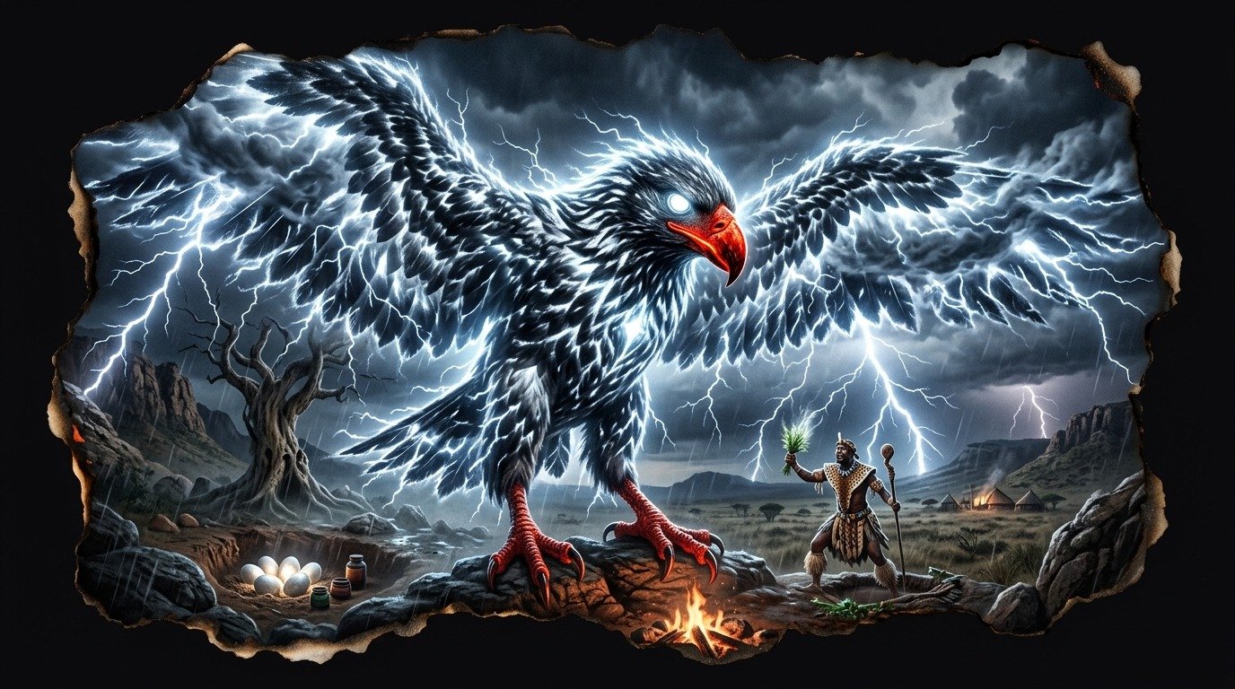 Ilustración de Impundulu (bestiario africano y de medio oriente)