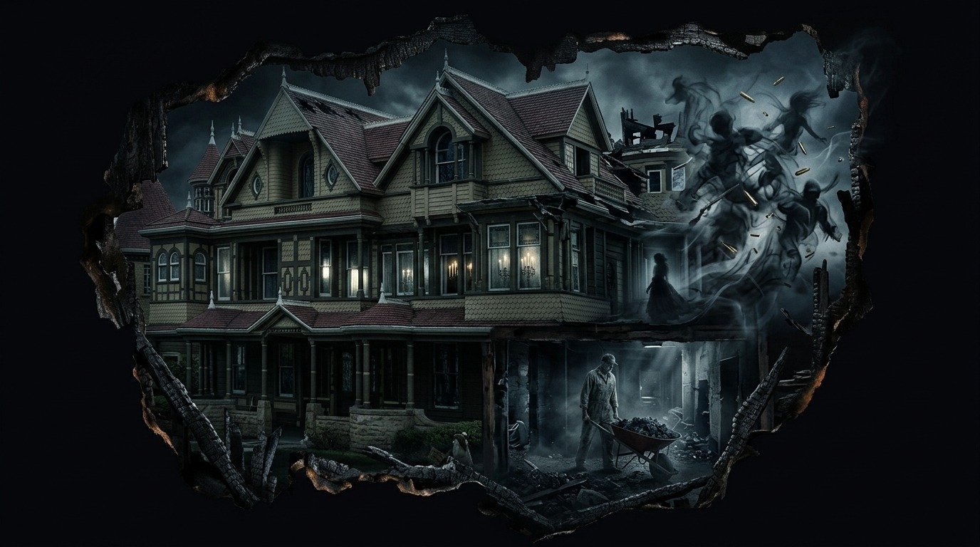 Ilustración de La casa winchester (fantasmas y espíritus de los muertos)