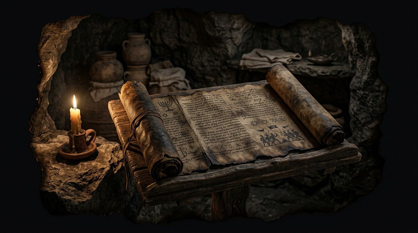 Ilustración de Manuscritos del Mar Muerto (textos y manuscritos · libros sagrados ocultos y apócrifos)
