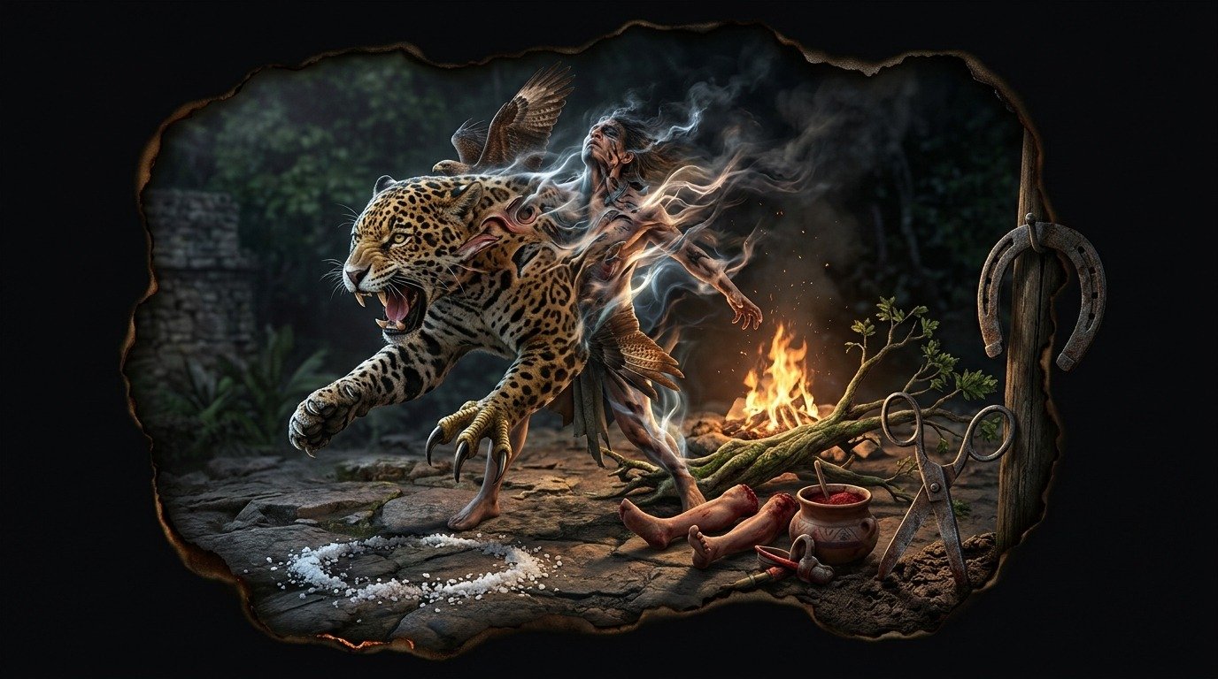 Ilustración de Nahual (bestiario latinoamericano)