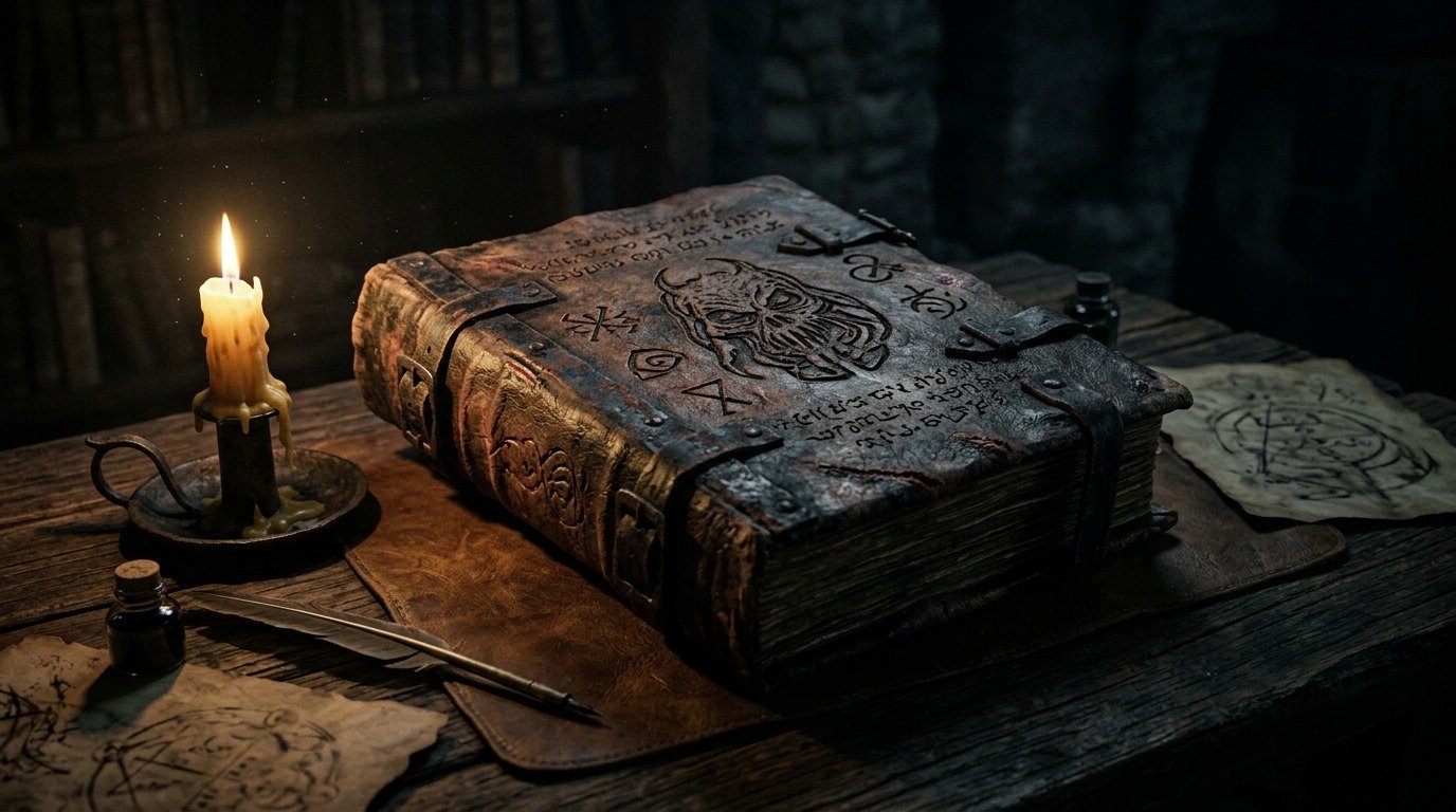 Ilustración de Necronomicón (textos y manuscritos · grimorios y libros de magia)