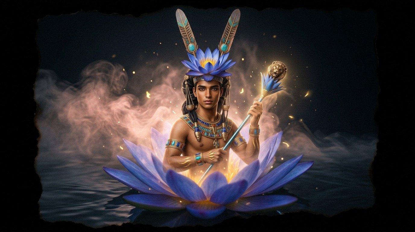 Illustration of Nefertum (gods and deities · Egyptian deities)