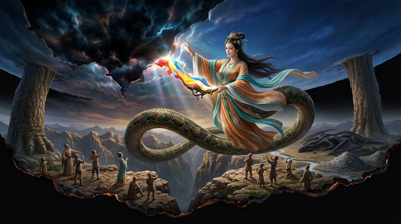 Ilustración de Nüwa (dioses y deidades · deidades de asia oriental)