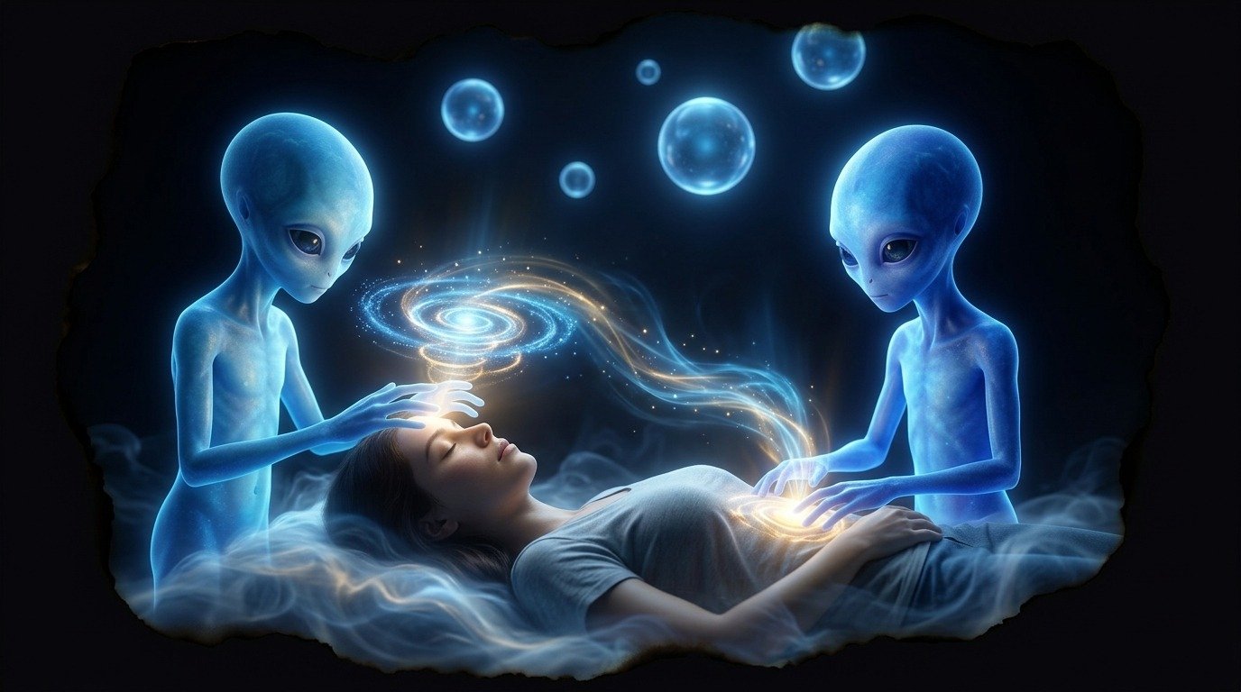 Ilustración de Pequeños azules (extraterrestres ovni · razas extraterrestres)