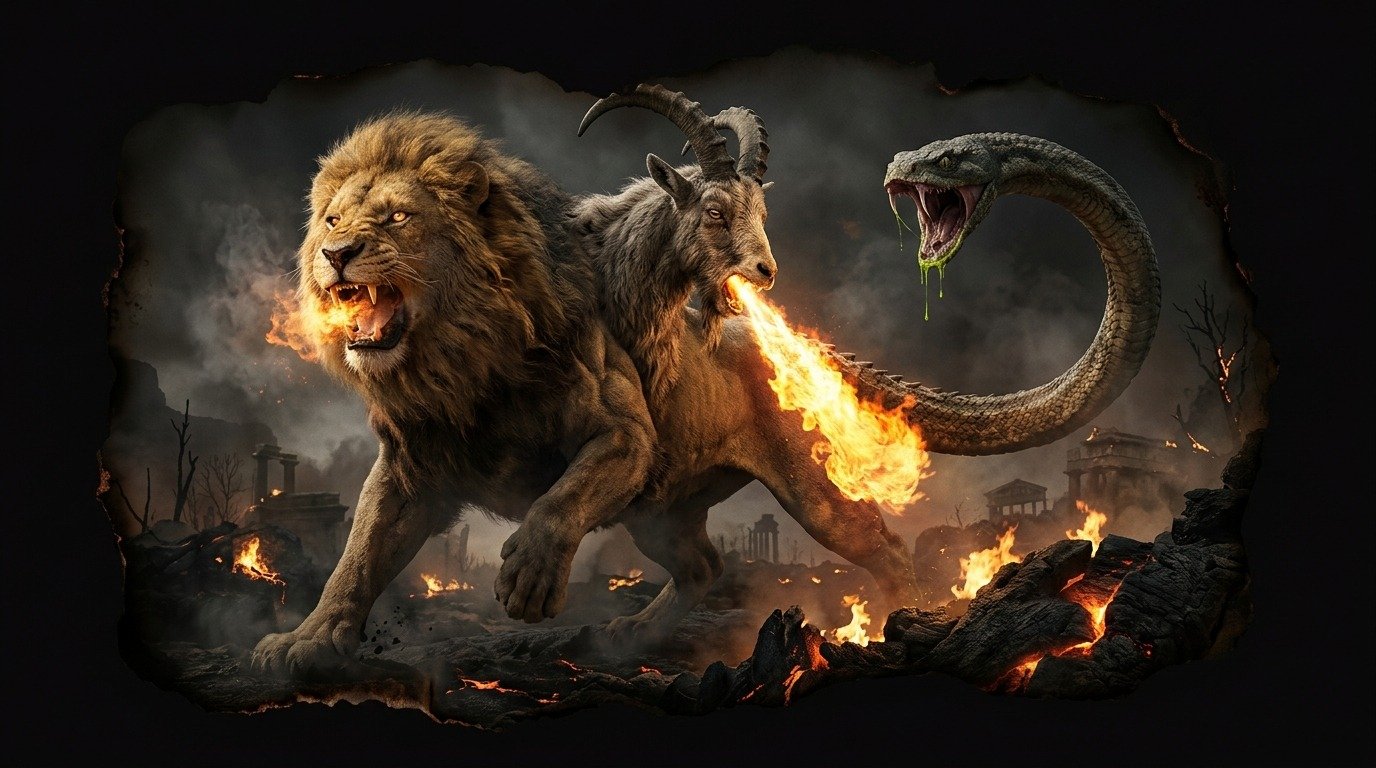 Ilustración de Quimera (dragones y bestias híbridas)