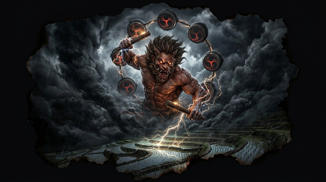 Ilustración de Raijin (dioses y deidades · deidades de asia oriental)