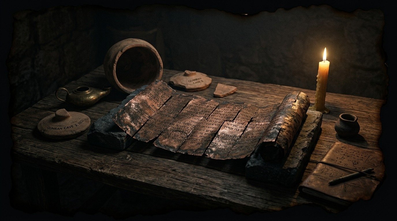 Ilustración de Rollo de Cobre (textos y manuscritos · manuscritos malditos y enigmáticos)