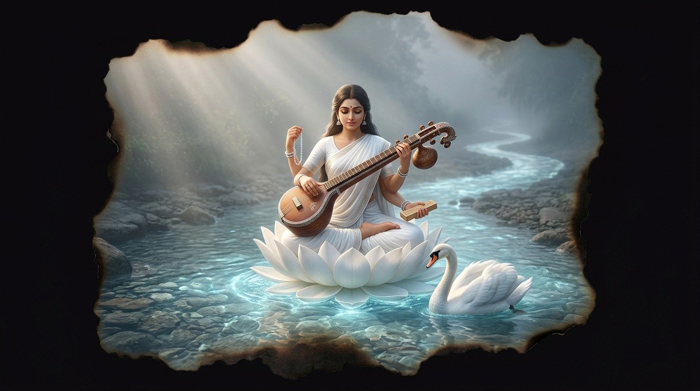 Ilustración de Saraswati (dioses y deidades · deidades hindúes)