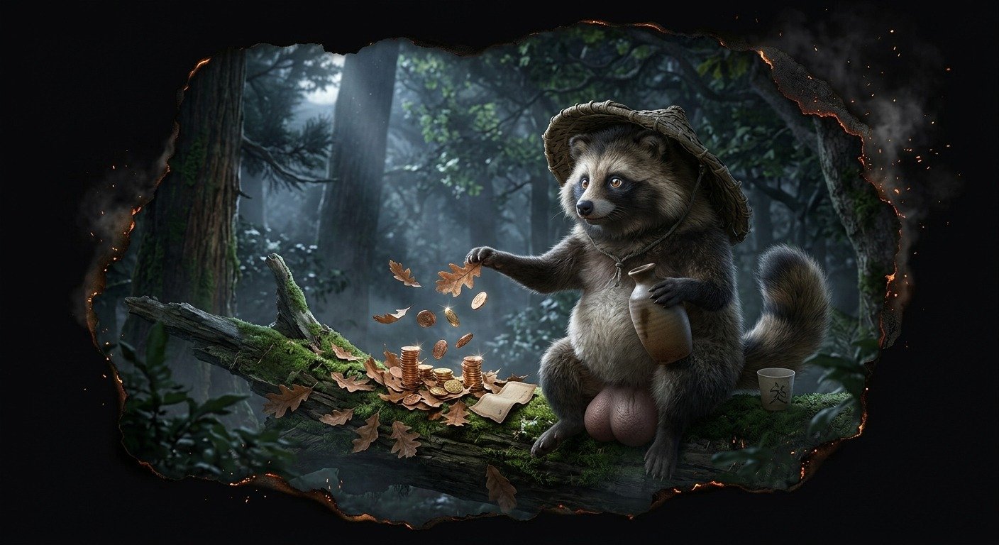 Ilustración de Tanuki (bestiario de asia oriental)