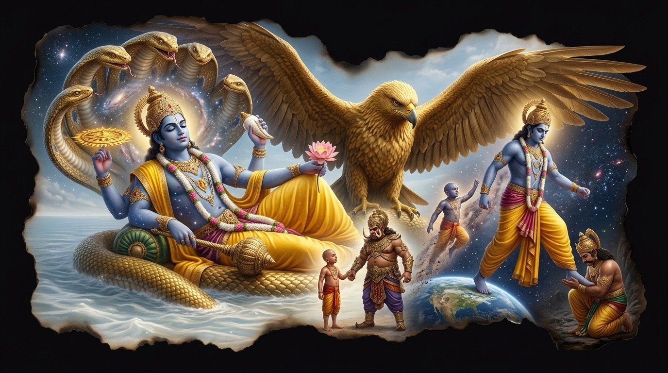 Ilustración de Vishnu (dioses y deidades · deidades hindúes)