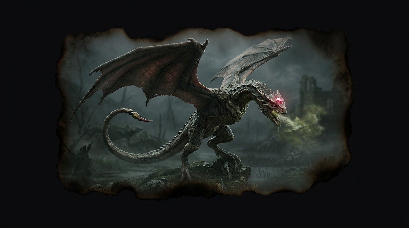Ilustración de Wyvern (dragones y bestias híbridas)