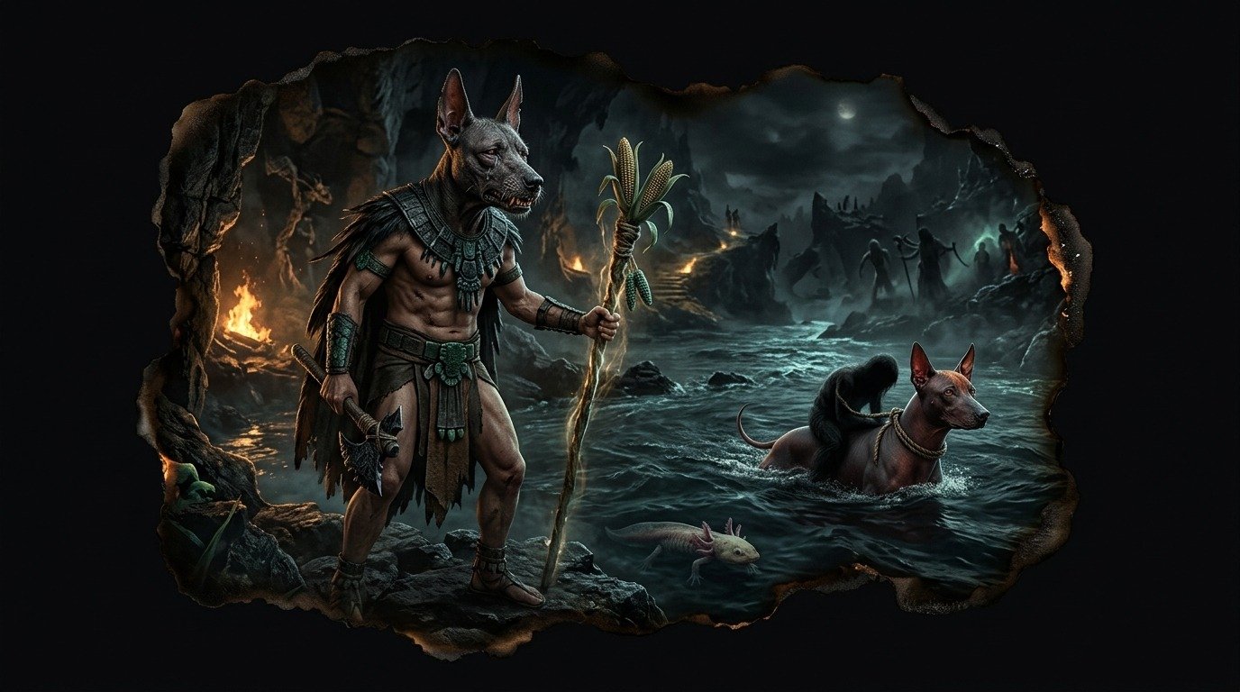 Illustration of Xolotl (gods and deities · Mesoamerican and Andean deities)